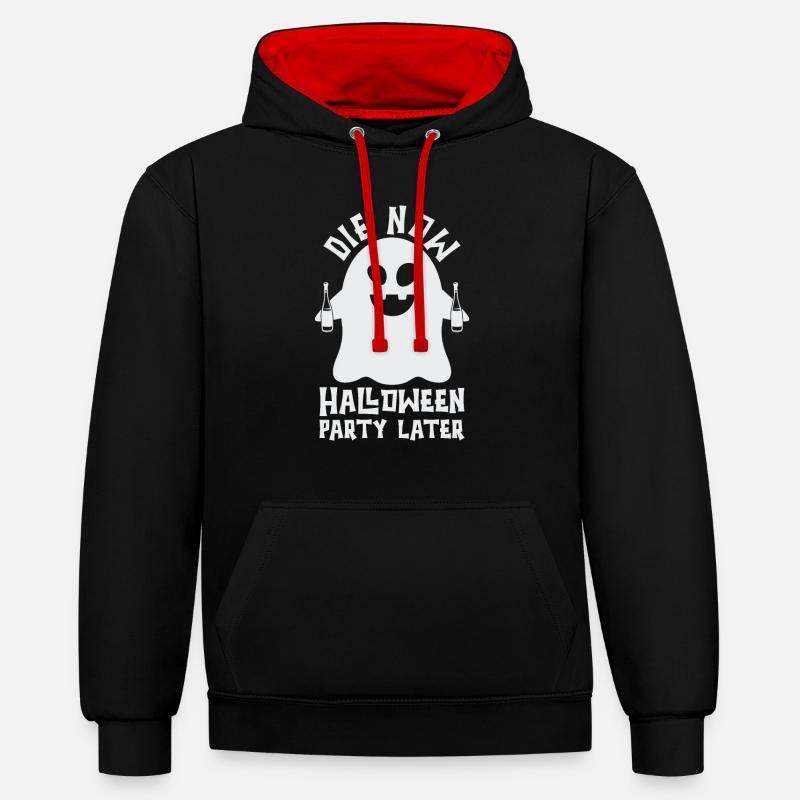Halloween - Sweat à capuche contrasté - noir/rouge