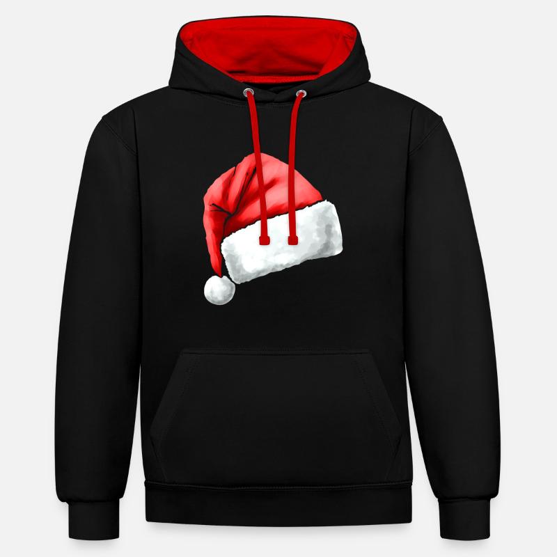 Chapeau de Père Noël - Sweat à capuche contrasté - noir/rouge