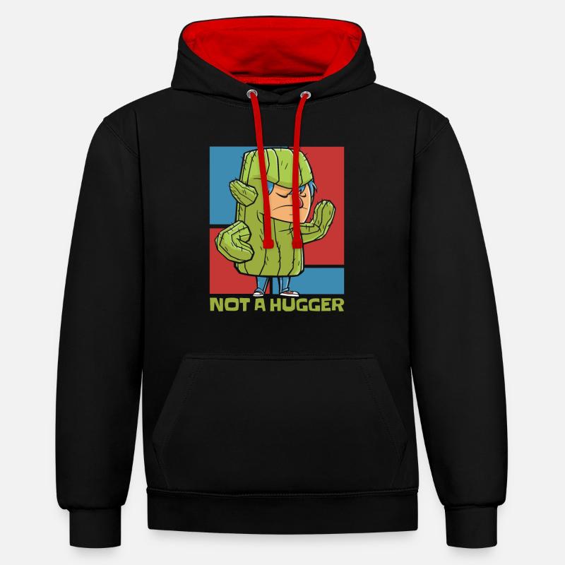 Jardin de cactus - Sweat à capuche contrasté - noir/rouge