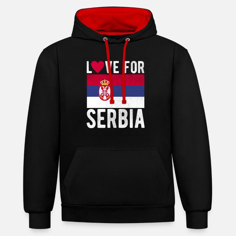 Drapeau de la Serbie - Sweat à capuche contrasté - noir/rouge