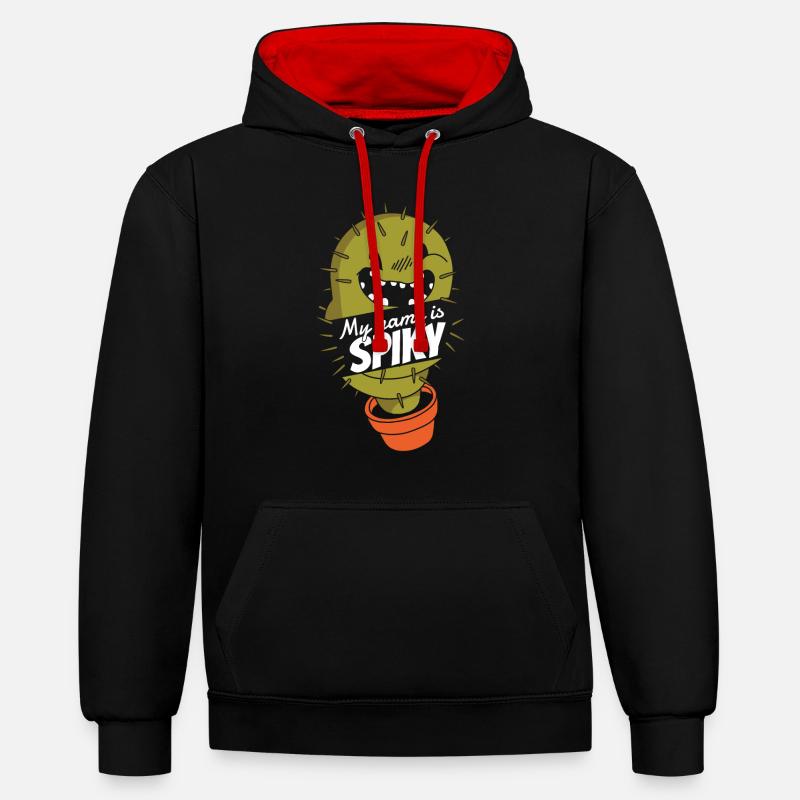 Jardin de cactus - Sweat à capuche contrasté - noir/rouge