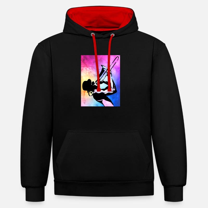 Spielmannszug Trombone Bunt - Sweat à capuche contrasté - noir/rouge