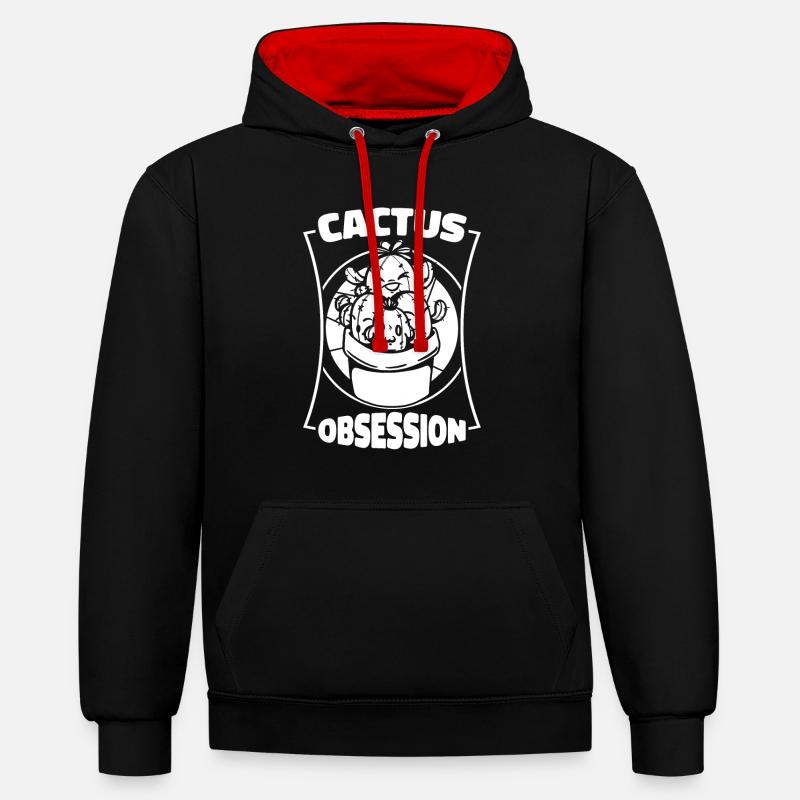 Cactus Jardin Cactus - Sweat à capuche contrasté - noir/rouge