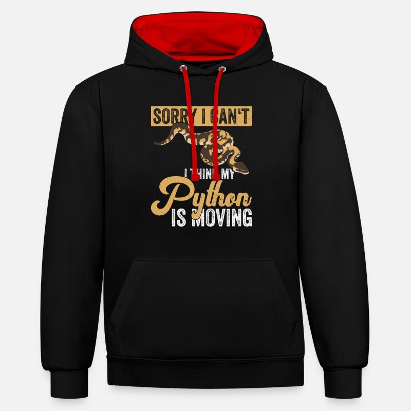 Königspython Banane Königspython - Kontrast-Hoodie - Schwarz/Rot