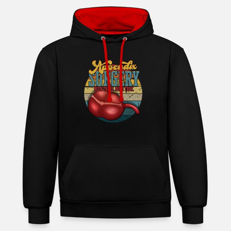 Annexe Opération Appendicectomie Retrait - Sweat à capuche contrasté - noir/rouge