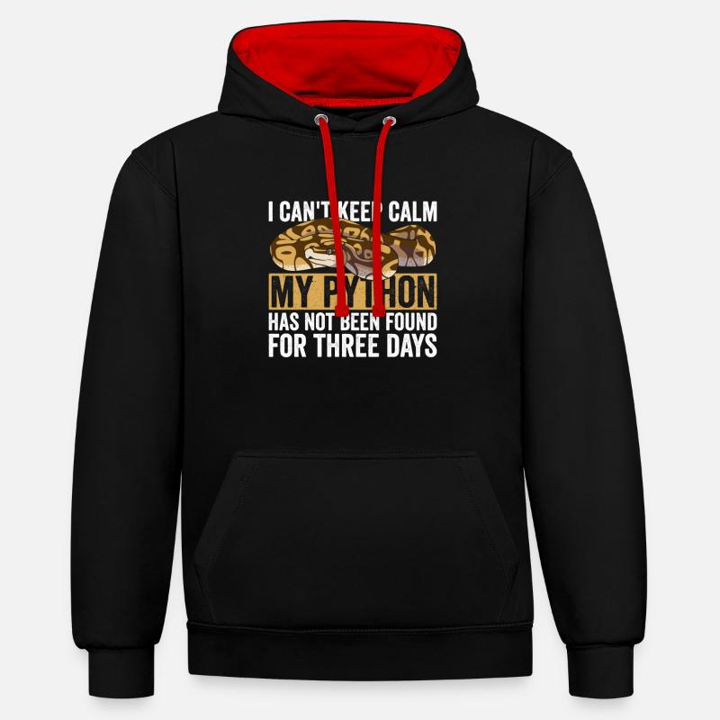 Königspython Bananenkugel Python - Kontrast-Hoodie - Schwarz/Rot