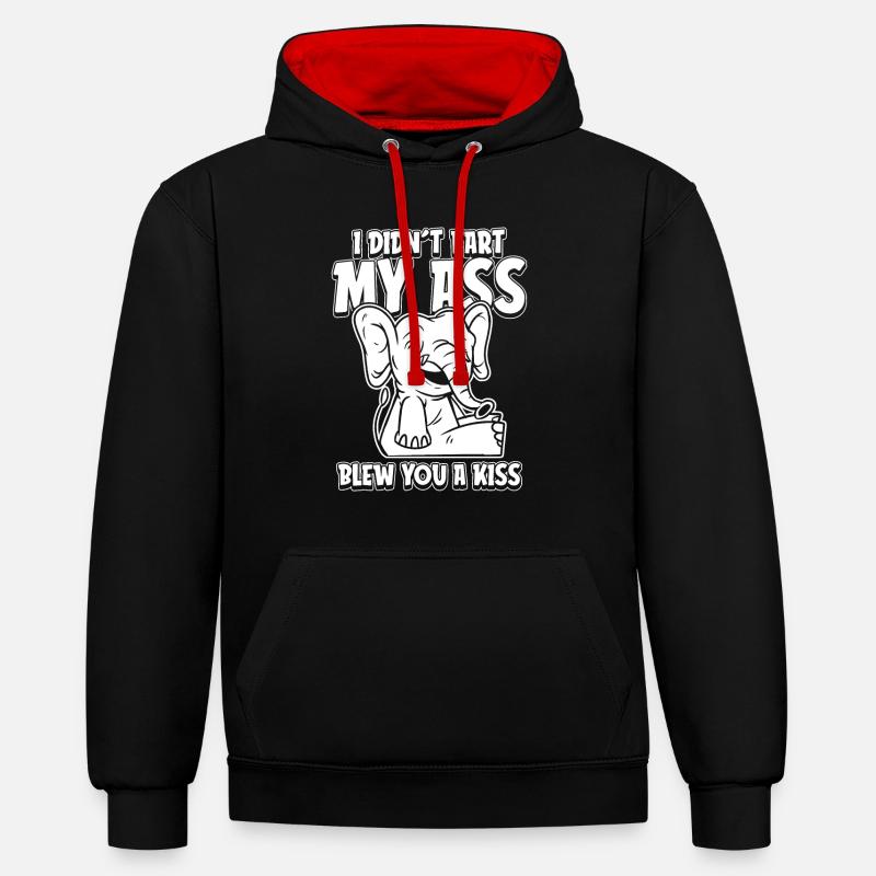 Drôle d’éléphant - Sweat à capuche contrasté - noir/rouge
