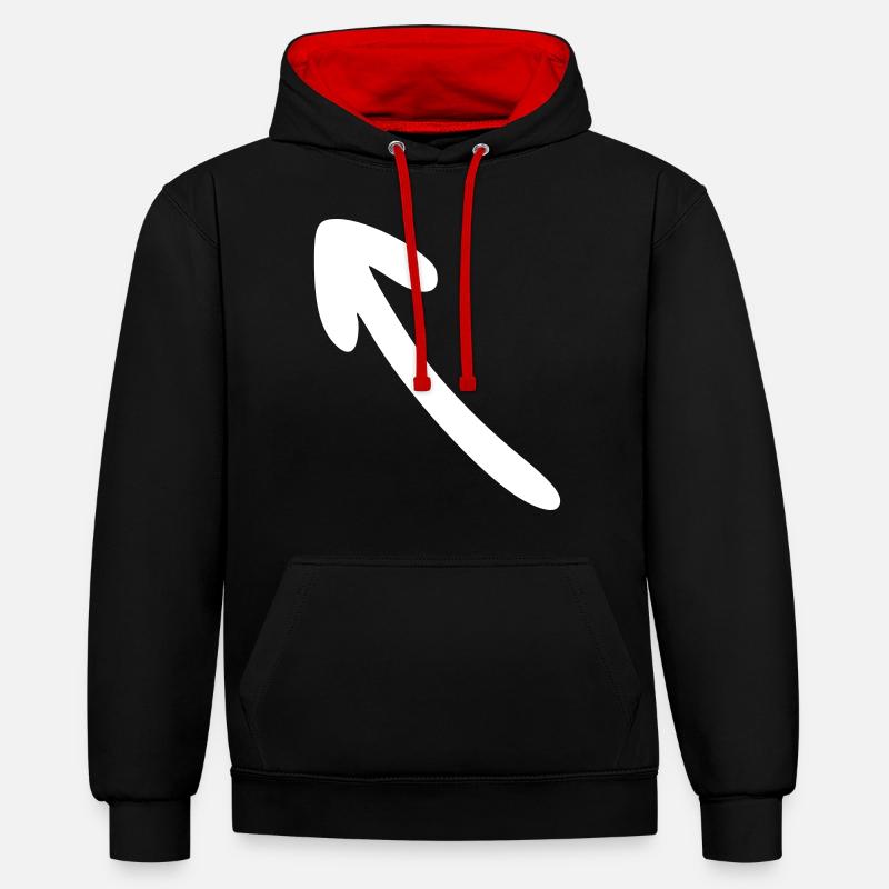 Flèche dessin esquisse blanc - Sweat à capuche contrasté - noir/rouge
