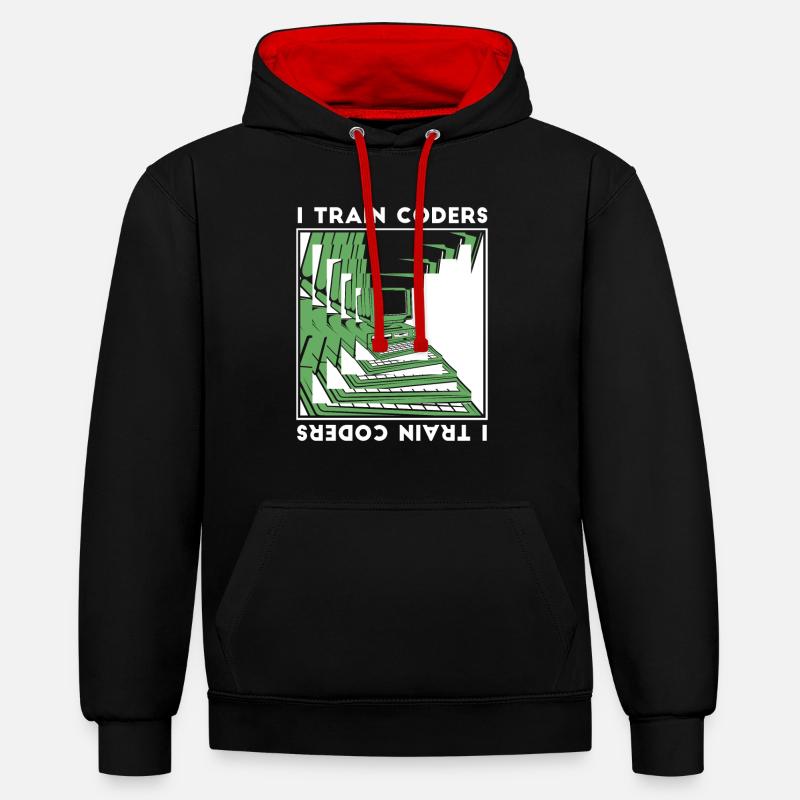 Développeur Codeur Programmeur Encodeur - Sweat à capuche contrasté - noir/rouge