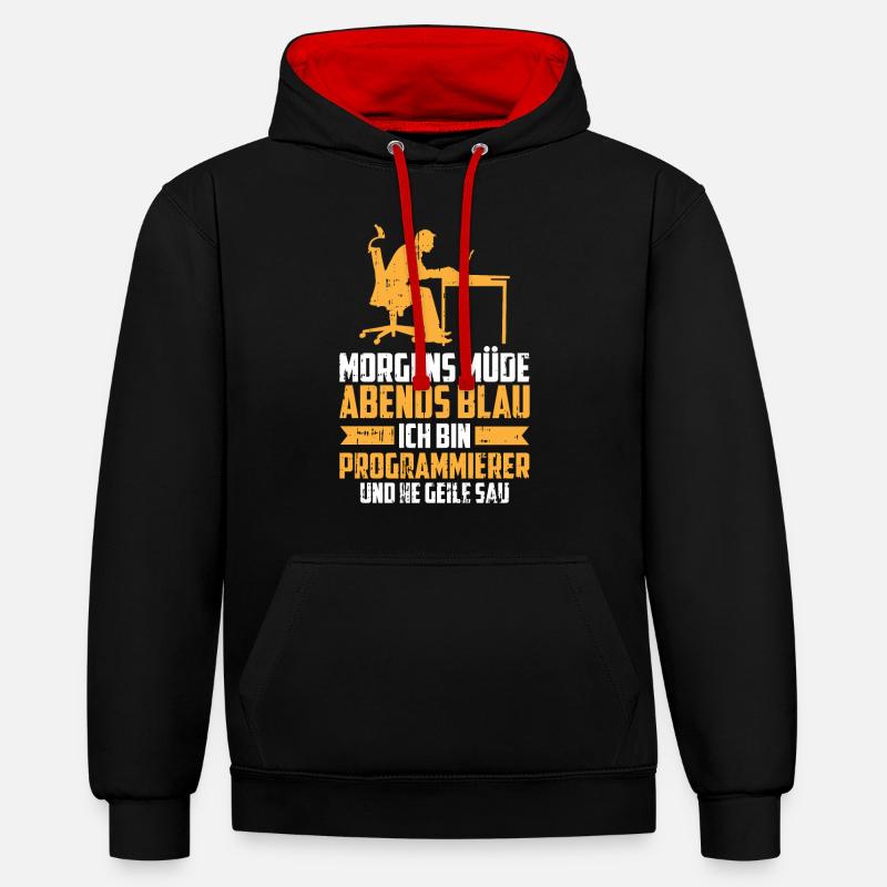 Entwickler Coder Programmierer - Kontrast-Hoodie - Schwarz/Rot