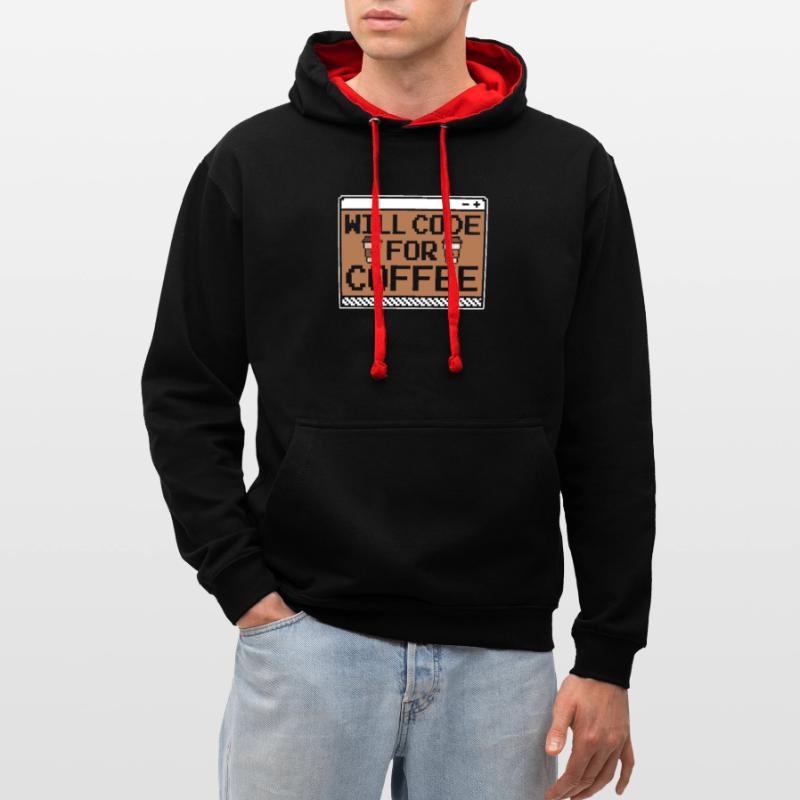 Entwickler Coder Programmierer Kaffee Kontrast-Hoodie