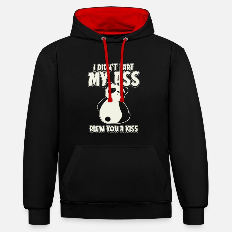 Panda panda géant - Sweat à capuche contrasté - noir/rouge