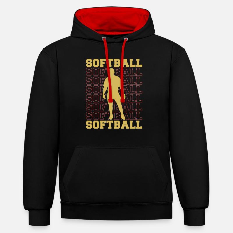 Softball Cool - Sweat à capuche contrasté - noir/rouge