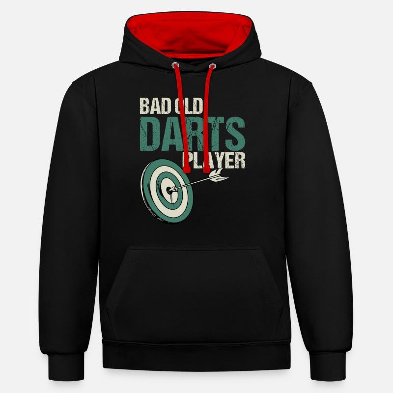 Bad Old Darts Player - Darts - Sweat à capuche contrasté - noir/rouge