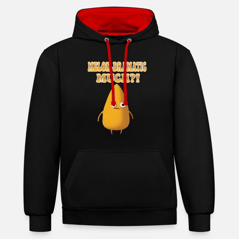 Melon-Dramatic Much - Melon mélodramatique - Sweat à capuche contrasté - noir/rouge