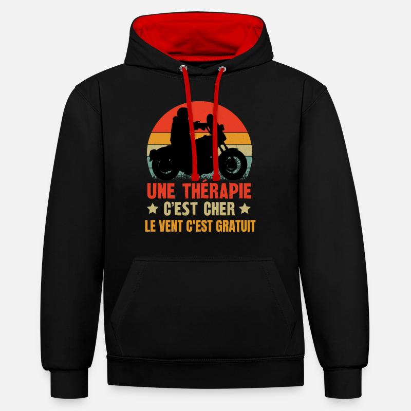 le vent c'est gratuit - Sweat à capuche contrasté - noir/rouge