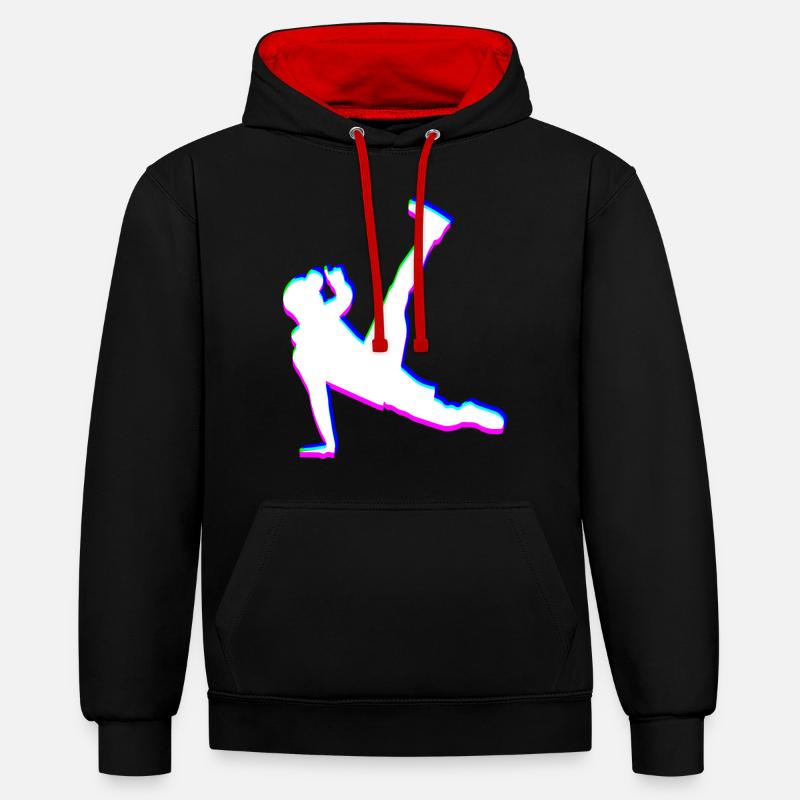 Breakdancer trippant - Sweat à capuche contrasté - noir/rouge