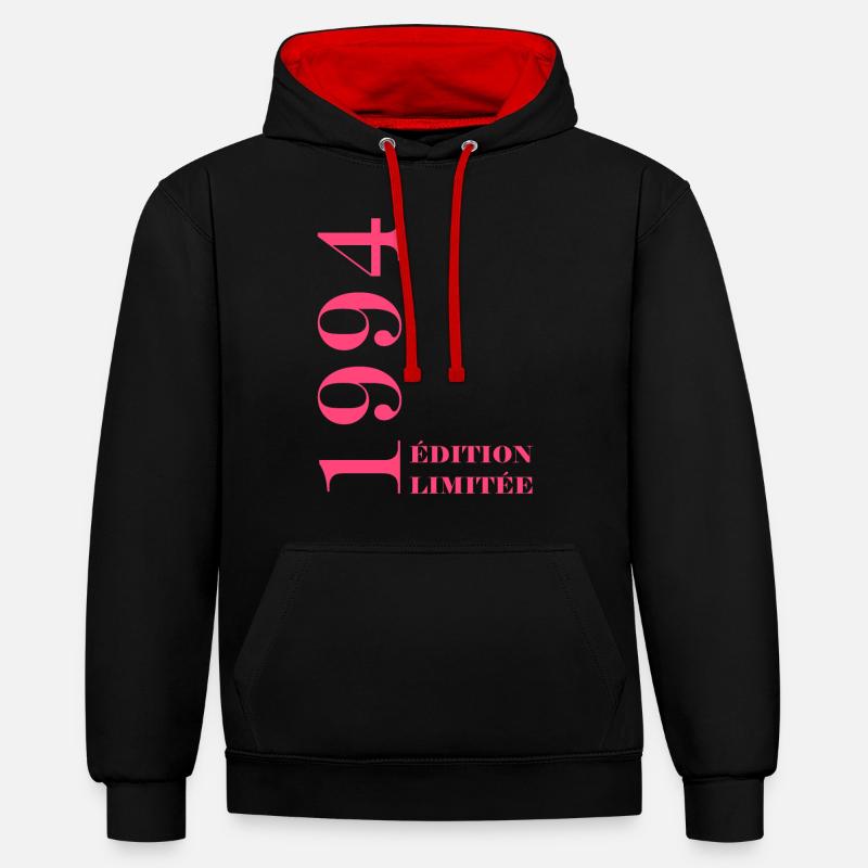Edition limitée 1994 - Sweat à capuche contrasté - noir/rouge