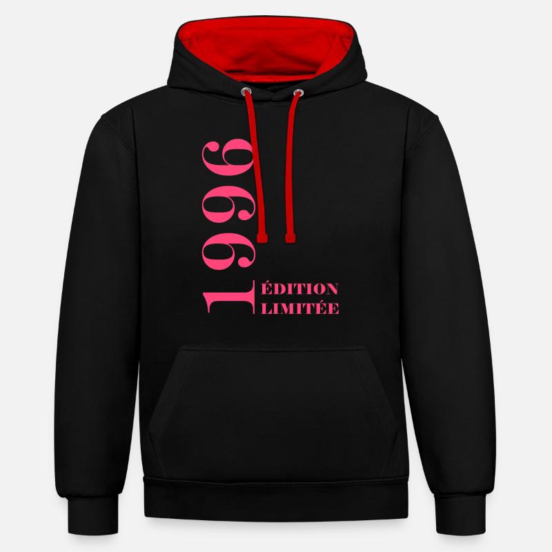 Edition limitée 1996 - Sweat à capuche contrasté - noir/rouge