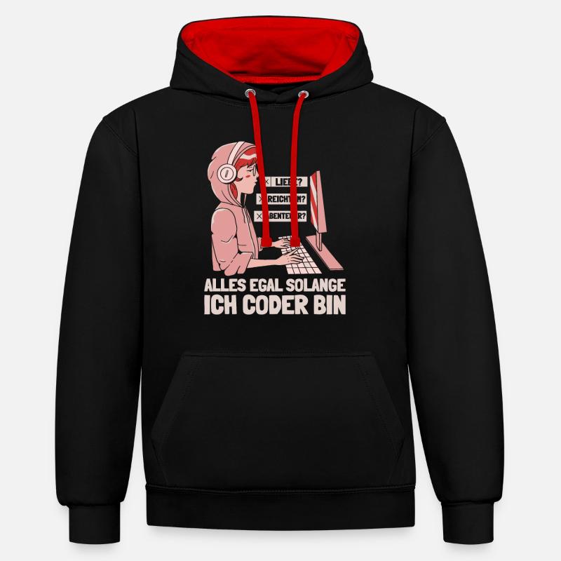 Entwickler Coder Programmierer - Kontrast-Hoodie - Schwarz/Rot