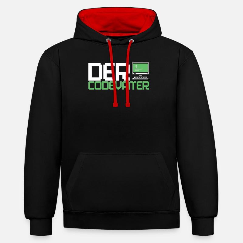 Développeur, Codeur, Programmeur, Informatique - Sweat à capuche contrasté - noir/rouge