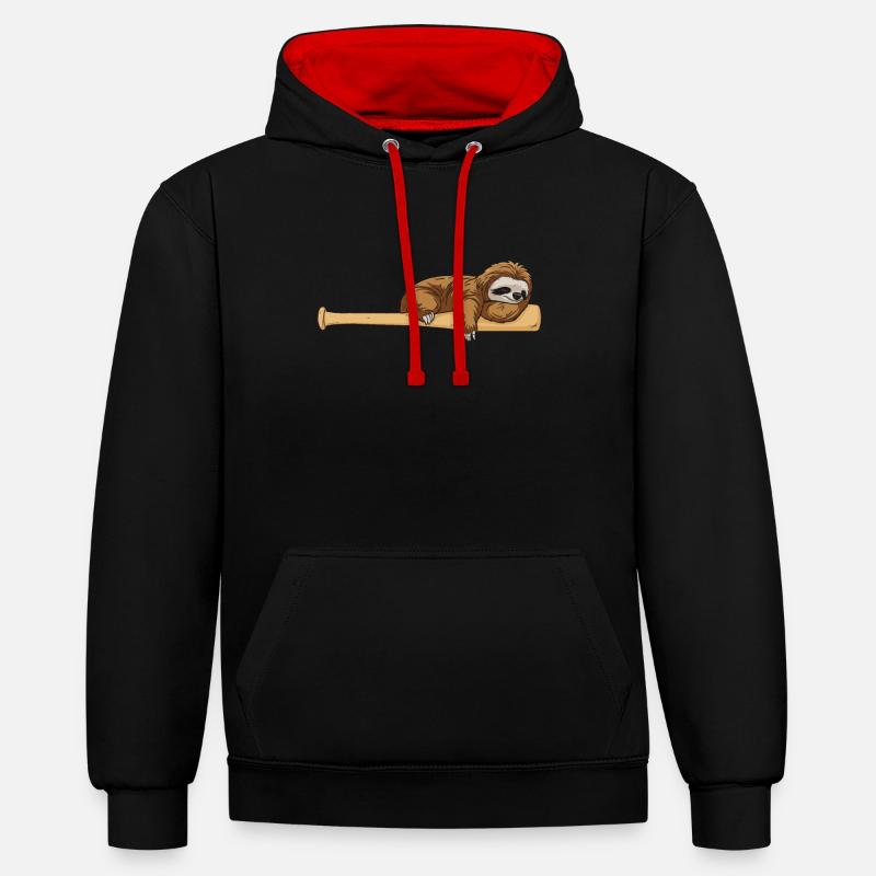 Sloth Cute Sloth Baseball - Sweat à capuche contrasté - noir/rouge