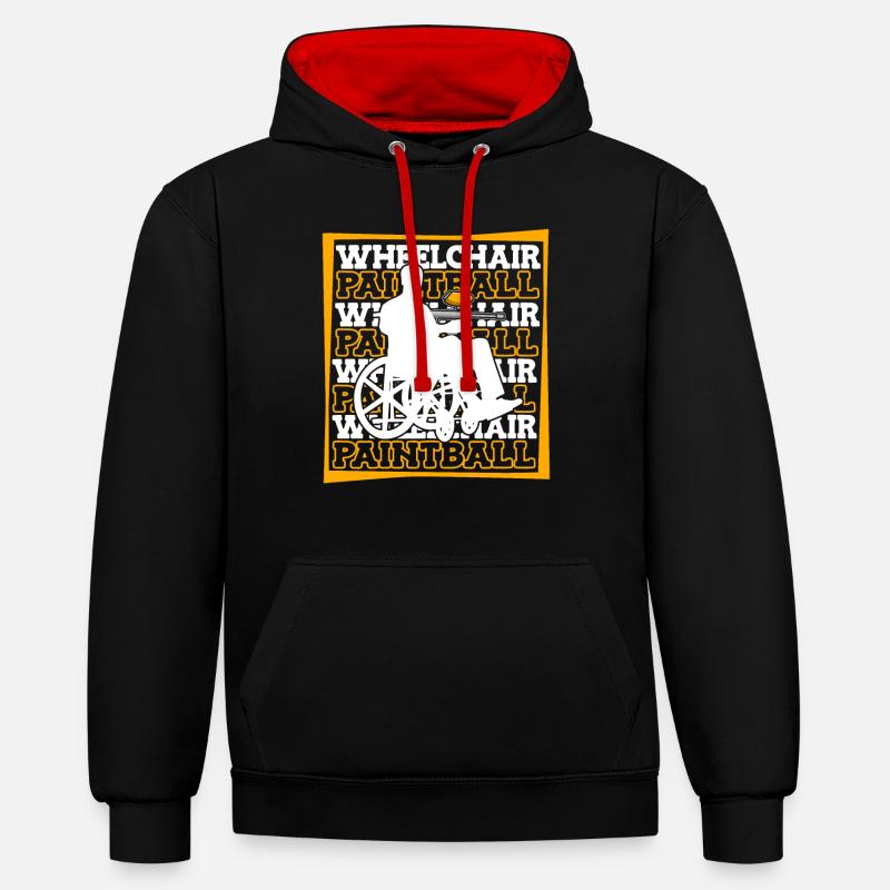Fauteuil roulant de paintball - Sweat à capuche contrasté - noir/rouge
