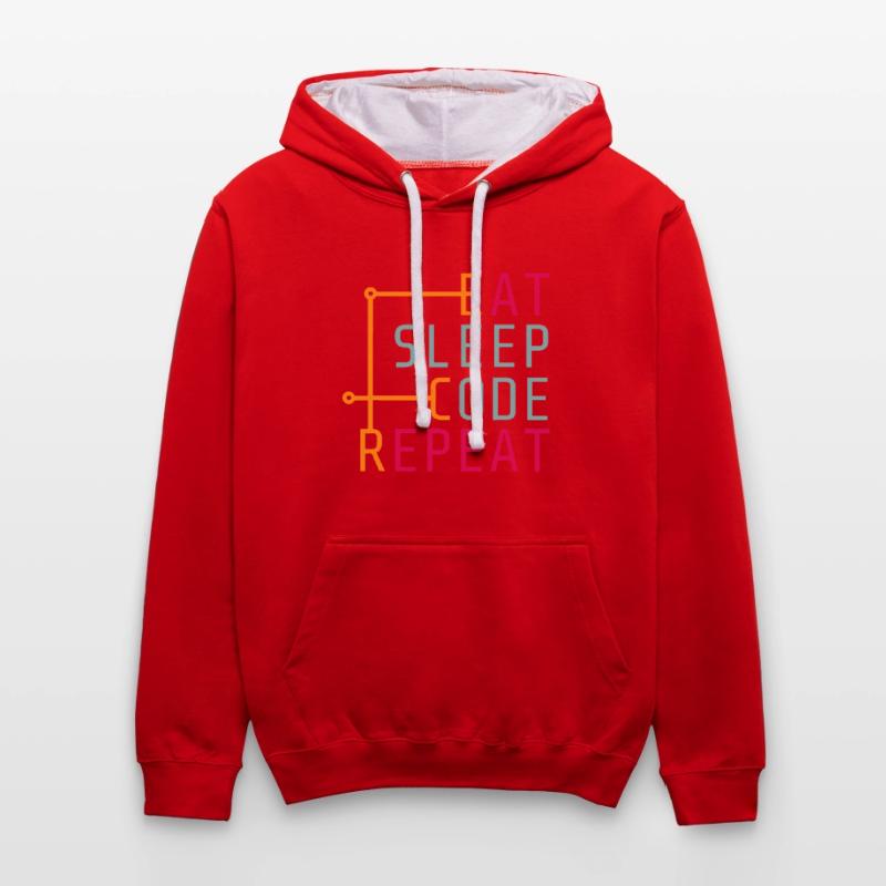 Eat Sleep Code-Wiederholung - Coder Developer Computer Kontrast-Hoodie