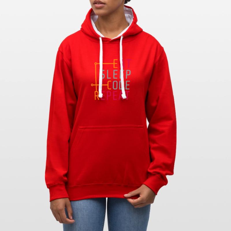 Eat Sleep Code-Wiederholung - Coder Developer Computer Kontrast-Hoodie