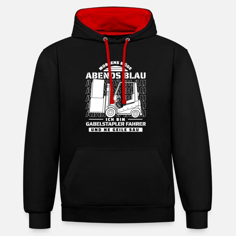 Gabelstapler Staplerfahrer - Kontrast-Hoodie - Schwarz/Rot