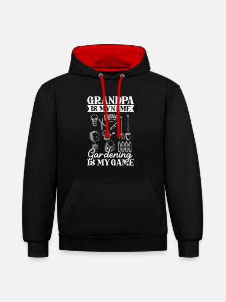 Hobbygärtner Garten Garten Opa - Kontrast-Hoodie - Schwarz/Rot