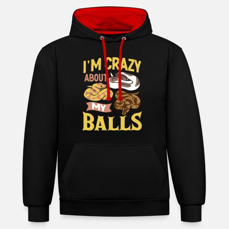 Königspython Ball Python Geschenk - Kontrast-Hoodie - Schwarz/Rot