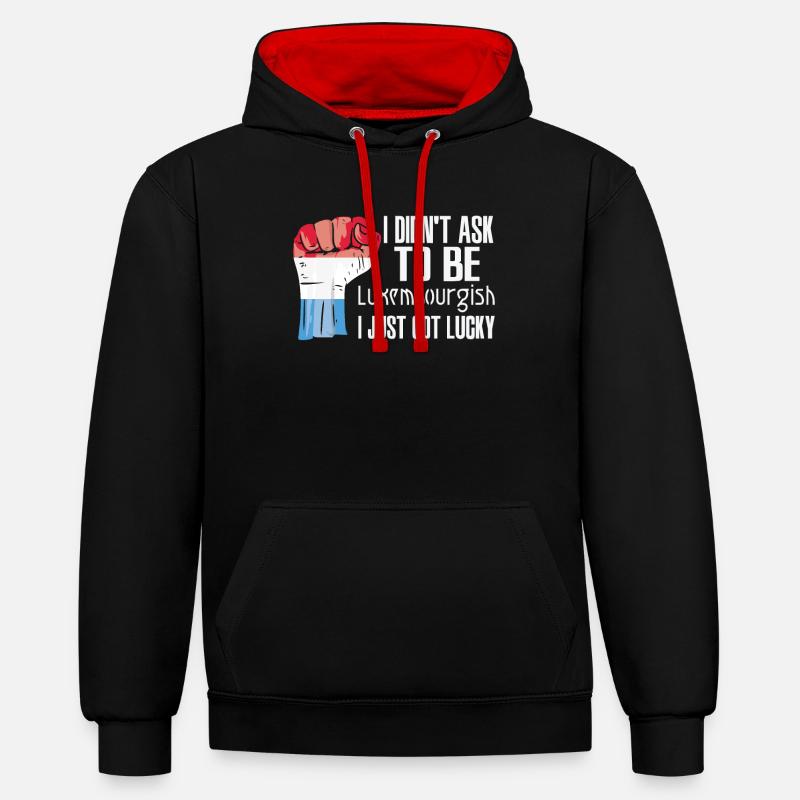 Fierté luxembourgeoise Drapeau luxembourgeois - Sweat à capuche contrasté - noir/rouge
