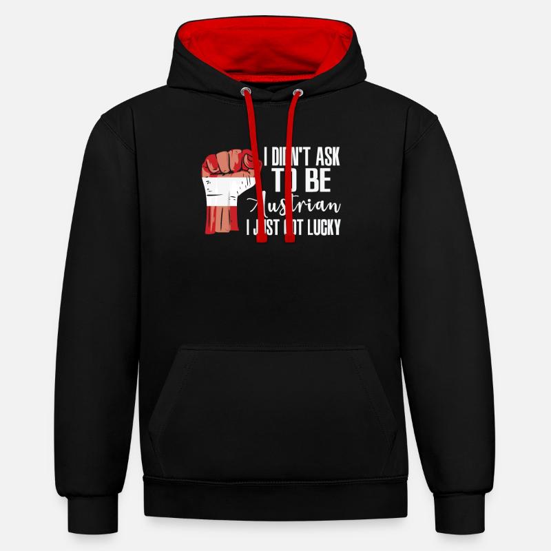 Fierté autrichienne Drapeau autrichien - Sweat à capuche contrasté - noir/rouge