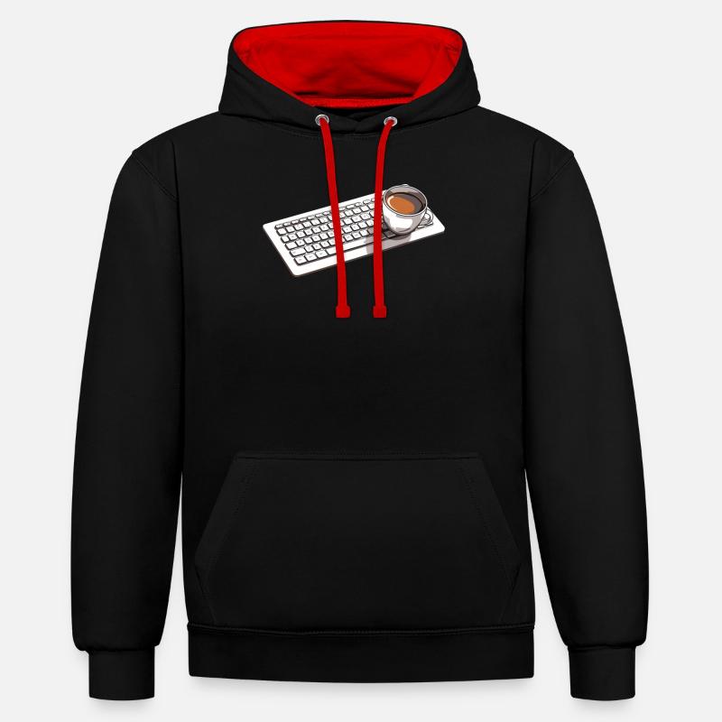 Entwickler Coder Programmierer Kaffee - Kontrast-Hoodie - Schwarz/Rot
