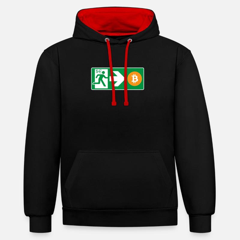 Emergency Exit Bitcoin Bitcoiner - Contrast hoodie - black/red