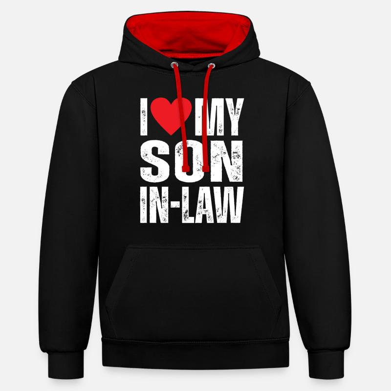 J’aime mon gendre - Sweat à capuche contrasté - noir/rouge