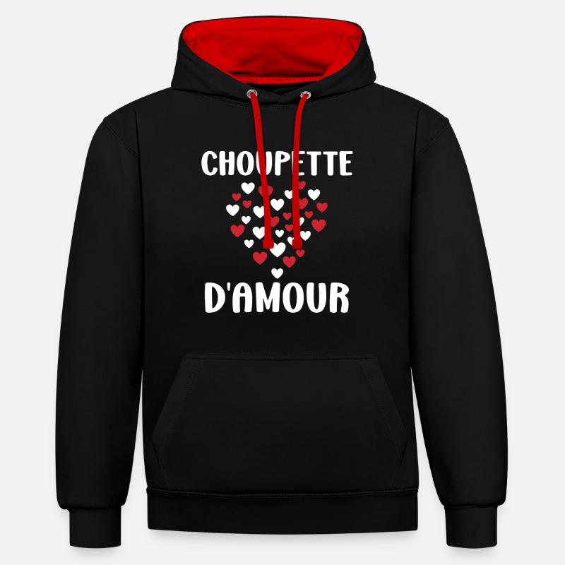 Choupette - Sweat à capuche contrasté - noir/rouge