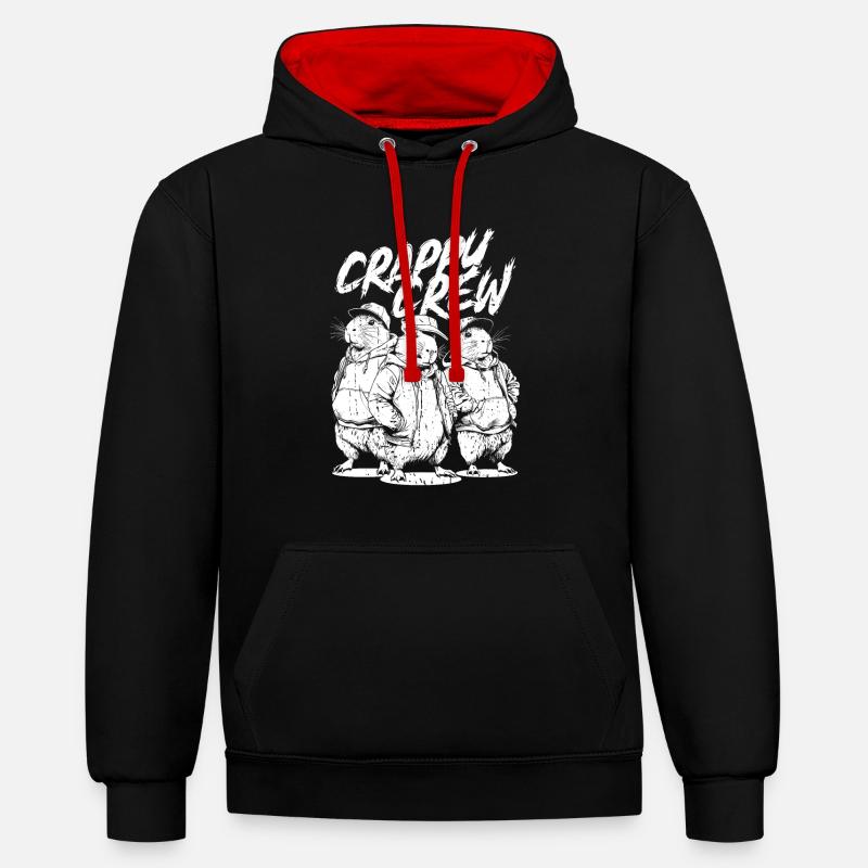 Capybara Wasserschwein - Sweat à capuche contrasté - noir/rouge
