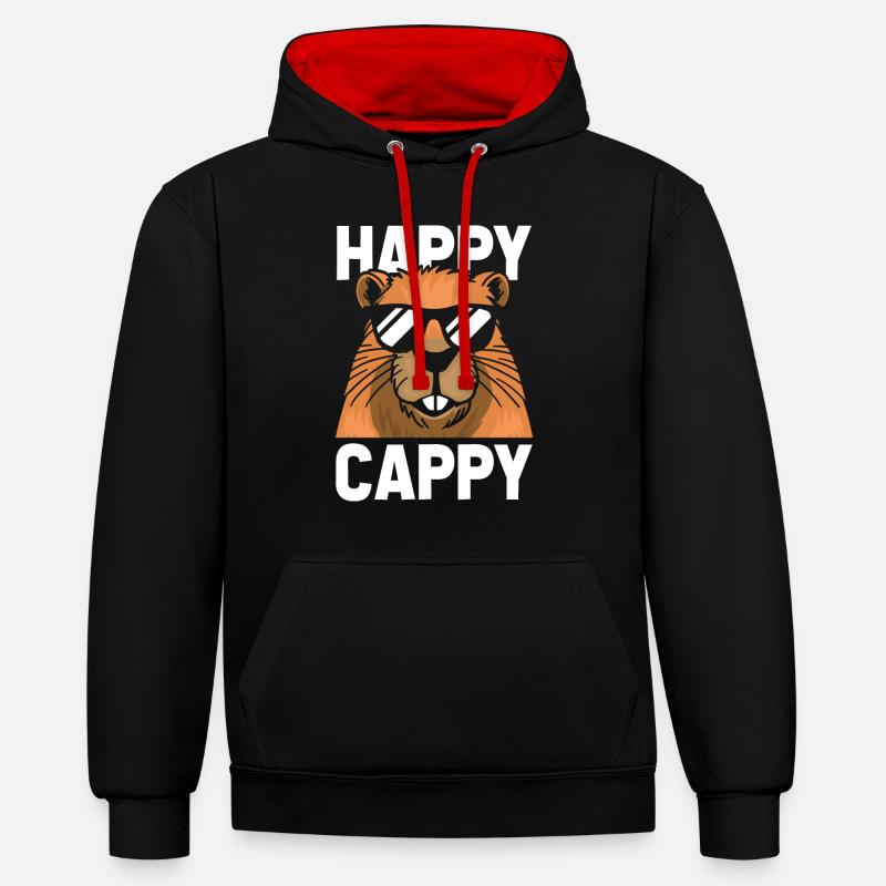 Capybara Wasserschwein - Sweat à capuche contrasté - noir/rouge