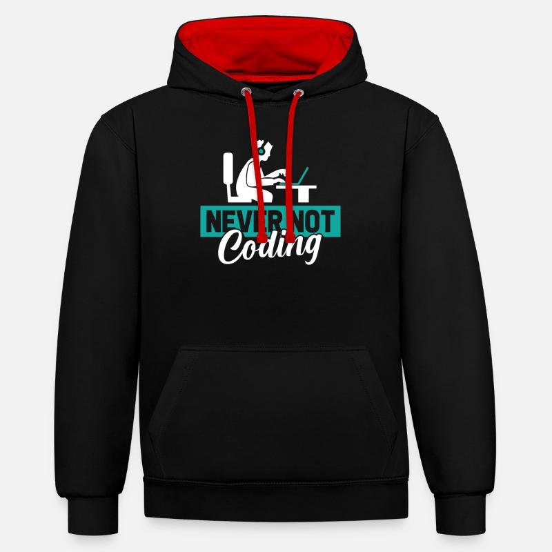 Entwickler Coder Programmierer - Kontrast-Hoodie - Schwarz/Rot