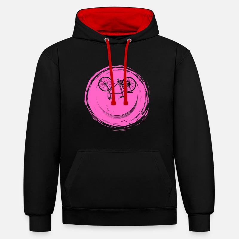 Face de vélo - Sweat à capuche contrasté - noir/rouge