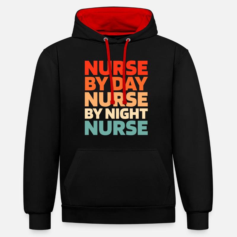 Infirmier - Sweat à capuche contrasté - noir/rouge