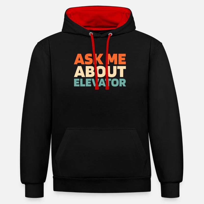 Ascenseur Ascenseur - Sweat à capuche contrasté - noir/rouge