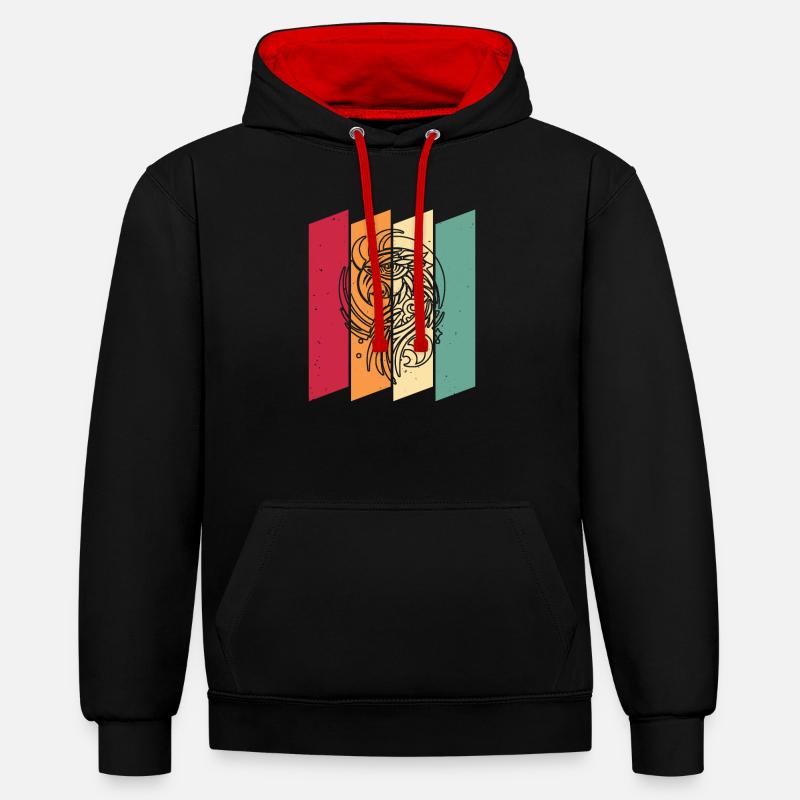 Phases de lune Parrot - Sweat à capuche contrasté - noir/rouge