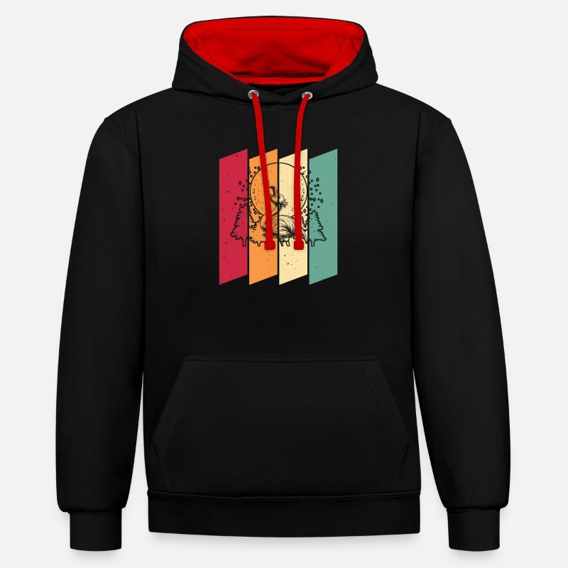 Flamingo Lune Hurlement - Sweat à capuche contrasté - noir/rouge