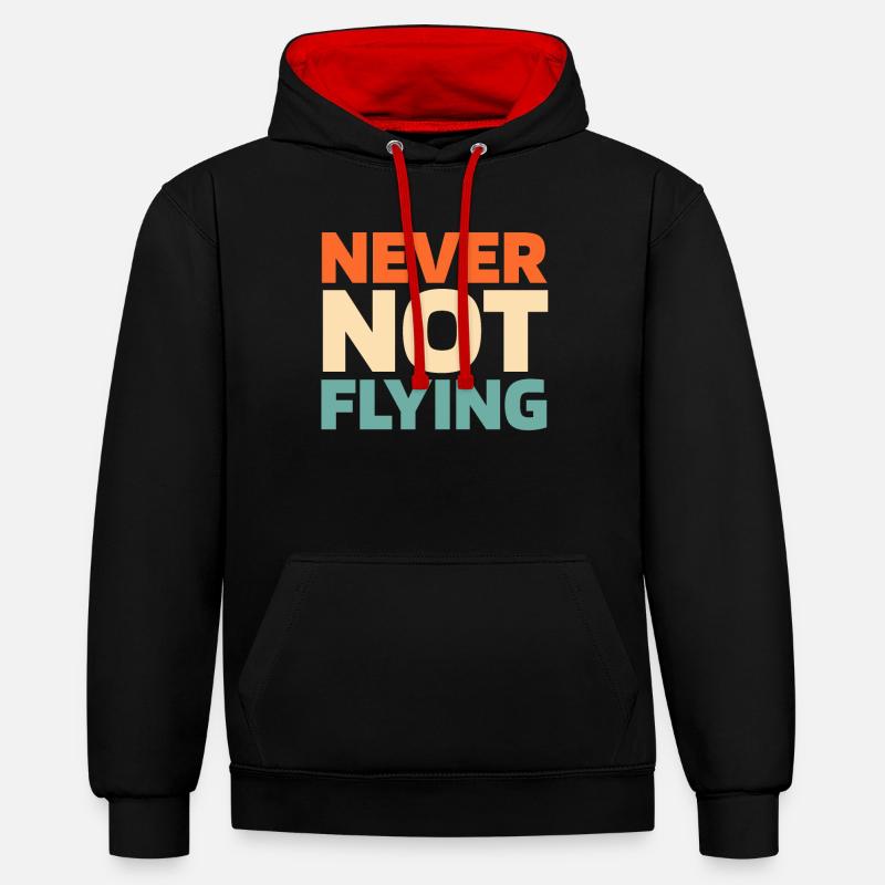 Flugzeug Pilot - Kontrast-Hoodie - Schwarz/Rot