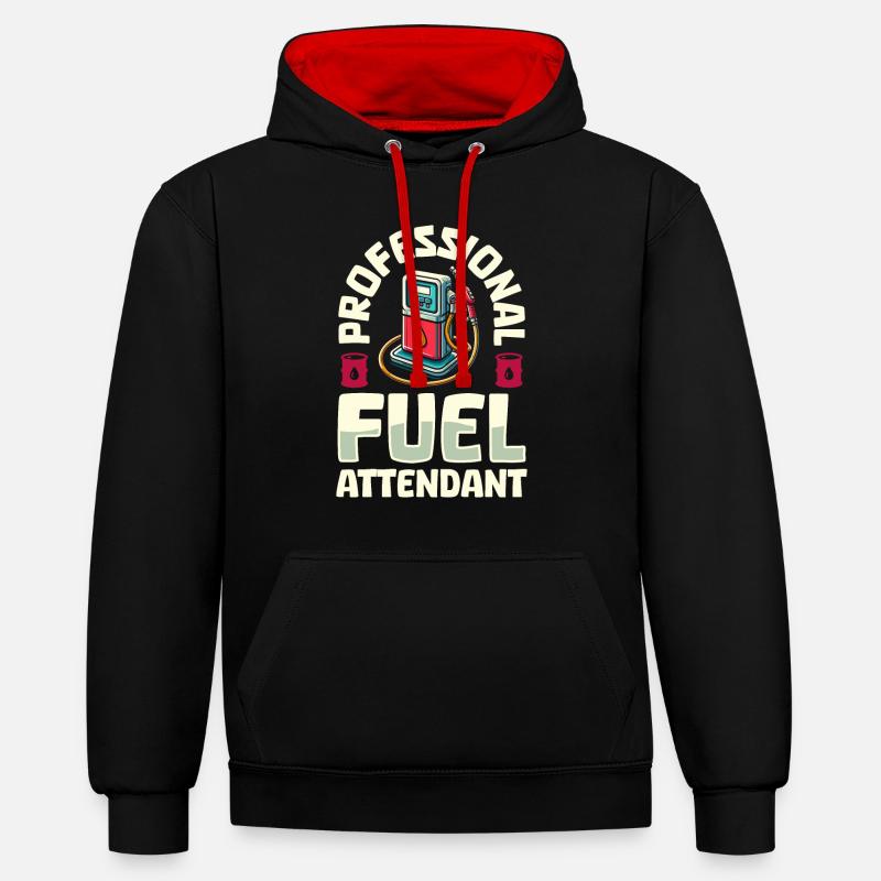 Pompiste - Sweat à capuche contrasté - noir/rouge