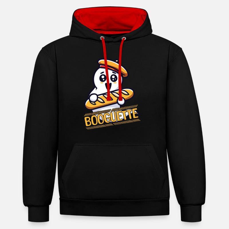 Fantôme avec baguette booguette fun - Sweat à capuche contrasté - noir/rouge