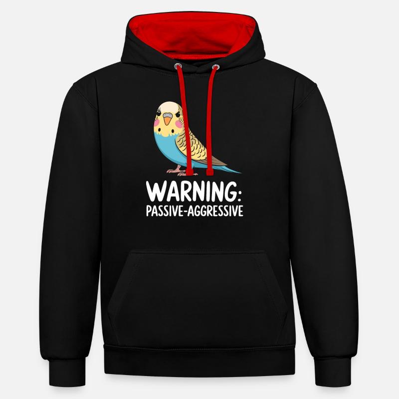 Avertissement : Perruche passive-agressive - Sweat à capuche contrasté - noir/rouge